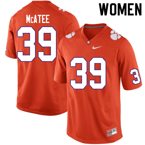 Women #39 Bubba McAtee Clemson Tigers College Football Jerseys Sale-Orange